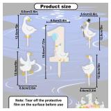 5pcs Goose Cake Decorations, Silly Goose Number 1 Cupcake Topper Cute 1st Birthday Decor for One Birthday Party Baby Shower Animal Theme Party (Blue) - Retail: $3