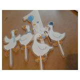 5pcs Goose Cake Decorations, Silly Goose Number 1 Cupcake Topper Cute 1st Birthday Decor for One Birthday Party Baby Shower Animal Theme Party (Blue) - Retail: $3