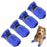 Dog Shoes Dog Boots & Paw Protector, Anti-Slip Sole Winter Dog Booties with Reflective Straps Dog for Small Medium Dogs 4PCS (Blue, Size 7: 2.16(Width)) - Retail: $10"