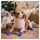 Dog Shoes Dog Boots & Paw Protector, Anti-Slip Sole Winter Dog Booties with Reflective Straps Dog for Small Medium Dogs 4PCS (Blue, Size 7: 2.16(Width)) - Retail: $10"