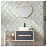 Home Green and White Geometric Wallpaper Peel and Stick Contact Paper for Cabinets and Drawers Boho Green White Contact Paper Removable Self Adhesive Modern Wallpaper for Bedroom 17.3inW 393inL - Reta