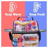 Lunch Bag Women Insulated, Adult Lunch Box Cooler, Flower Lunch Box, Dual Compartment Lunchbox for Work, Leakproof Double Decker Lunch Bag, Soft Lunch Pail Tote Girls Kids School, Floral Purple - Reta