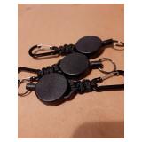 Retractable Keychain 3 Pack Heavy Duty Carabiner Badge Holder Extendable Reel ID Badge Holders Retractable for Keys Ring with 60 cm Steel Cord and Lanyard (Black) - Retail: $7