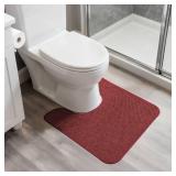 Toilet Rugs U Shaped Bathroom Rug, Machine Washable Non Slip Quick Dry Super Absorbent Ultra Thin Toilet Mats for Bathroom Toilet.Red,1