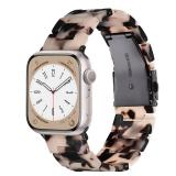 Resin Watch Band Compatible with Apple Watch Band for Women 38mm 40mm 41mm 42mm Tortoise Fashion Lightweight Bracelet Strap for iWatch Series 11/10/9/8/7/6/5/4/3/2/1/SE3 (Black Floral) - Retail: $14