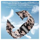 Resin Watch Band Compatible with Apple Watch Band for Women 38mm 40mm 41mm 42mm Tortoise Fashion Lightweight Bracelet Strap for iWatch Series 11/10/9/8/7/6/5/4/3/2/1/SE3 (Black Floral) - Retail: $14