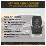 Smart Key Fob Replacement Keyless Entry Remote Control Compatible with Dodge Ram 1500 2019 2020 2021 2022 2023 2024 FCC ID: OHT-4882056 Replaces# 68291691AD 433Mhz 5 Buttons - Retail: $36