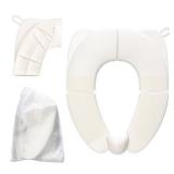 Kids Foldable Toilet Seat with Storage Bag - Training Urine Anti-Slip Toilet Seat Cover with Splash Guard for Children Toddlers, Portable & Travel-Friendly Easy Clean Universal Fit-White - Retail: $10
