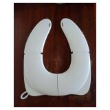 Kids Foldable Toilet Seat with Storage Bag - Training Urine Anti-Slip Toilet Seat Cover with Splash Guard for Children Toddlers, Portable & Travel-Friendly Easy Clean Universal Fit-White - Retail: $10