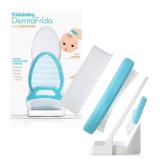 The 3-Step Cradle Cap System, DermaFrida The FlakeFixer, Sponge, Brush, and Storage Stand for Babies with Cradle Cap, White-Blue - Retail: $14