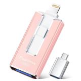 MFi Certified Flash Drive for iPhone iPad 256GB, Photo Stick for External Memory Storage, Easily Back Up and Save Photos Videos, USB Memory Stick Thumb Drive for iPhone/iPad/Android/PC (Rose Pink) - R