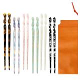 Acetate Tortoise Shell Hair Sticks - Leopard Print Hair Pins, 12 Pieces for Long Hair - Chinese Hair Styling Accessories for Women & Girls - Retail: $14