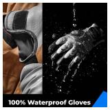 100% Waterproof Gloves for Men and Women, Winter Work Gloves for Cold Weather, Thermal Insulated Freezer Gloves, Touch Screen, With Grip, Grey, Small - Retail: $19