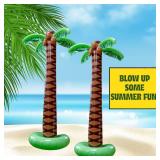 Inflatable Palm Tree, Pack of 2-66-Inch Giant Tropical Inflatable Trees - Hawaiian Party Decorations, Beach Luau, or Pool Decor - Fun Palm Tree Props for Birthday Parties and Outdoor Events - Retail: 