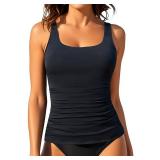 Aqua Eve Tankini Tops for Women Swimwear Top Only Tummy Control Bathing Suit Top No Bottom (Available in Plus) Small - Retail: $28