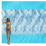 Beach Blanket Sandproof，Waterproof Beach Mat for Kid Pool, Outdoor Blanket for Beach, Vacation, Picnic Blanket with Portable Bag, 4 Stakes & 3 Water Bag for 1-5 People(Large)