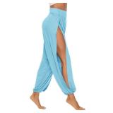 High Slit Harem Pants Women Hippie Harem Pants Trousers SkyBlue XXL - Retail: $19