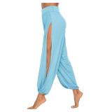 High Slit Harem Pants Women Hippie Harem Pants Trousers SkyBlue XXL - Retail: $19