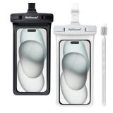 wellhouse Waterproof Phone Pouch, Waterproof Phone Case for iPhone 17 16 15 14 13 Pro Max XS Samsung, IPX8 3D Cellphone Dry Bag Beach Essentials (2 Pack - Black & White7.0, 7 inch) - Retail: $20