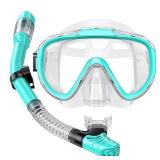 Snorkel Set Adults Snorkeling Gear Anti-Fog Panoramic View Swim Mask Dry Top Snorkel Kit with Carry Bag for Snorkeling Scuba Diving Swimming Travel - Retail: $24