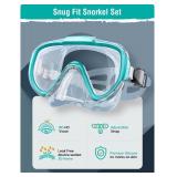 Snorkel Set Adults Snorkeling Gear Anti-Fog Panoramic View Swim Mask Dry Top Snorkel Kit with Carry Bag for Snorkeling Scuba Diving Swimming Travel - Retail: $24