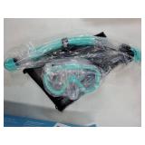 Snorkel Set Adults Snorkeling Gear Anti-Fog Panoramic View Swim Mask Dry Top Snorkel Kit with Carry Bag for Snorkeling Scuba Diving Swimming Travel - Retail: $24