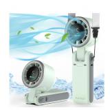 Portable Handheld Turbo Fan, 5 Gear Wind, Battery Operated, Up to 12 Working Hours, 3 IN 1 Hand Fan with Air Turbo Tech Cooling Fans for Outdoor Activities, Travel, Beach (Green) - Retail: $20