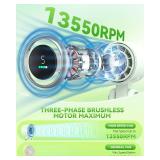 Portable Handheld Turbo Fan, 5 Gear Wind, Battery Operated, Up to 12 Working Hours, 3 IN 1 Hand Fan with Air Turbo Tech Cooling Fans for Outdoor Activities, Travel, Beach (Green) - Retail: $20