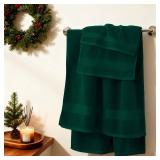Dark Green Bath Towel Set 6Pcs, Turkish Cotton Hotel Soft Absorbent Thick Bathroom Towel Sets of 6 with 2 Large Bath Towels, 2 Hand Towels, 2 Washclothes, 650 GSM - Retail: $40
