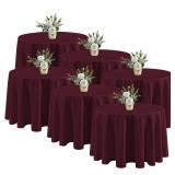 Fitable 6 Pack Burgundy Round Tablecloths - 120 Inches in Diameter - Stain Resistant and Washable Table Clothes, Polyester Fabric Table Covers for Wedding, Party, Banquet, Formal Events - Retail: $78
