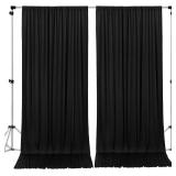 AK TRADING CO. 10 feet x 10 feet IFR Polyester Backdrop Drapes Curtains Panels with Rod Pockets - Wedding Ceremony Party Home Window Decorations - Black - Retail: $31