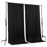 AK TRADING CO. 10 feet x 10 feet IFR Polyester Backdrop Drapes Curtains Panels with Rod Pockets - Wedding Ceremony Party Home Window Decorations - Black - Retail: $31