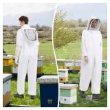 Bee Suit for Men Women Sting Proof, Polycotton Beekeeping Suits Beekeeper Costume&with Glove &Ventilated Hood, Bee Outfit for Backyard (XXL) - Retail: $30