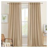 RYB HOME Linen Sheer Curtains for Living Room Bedroom, Back Tab 108 inches Farmhouse Boho Rustic Decoration for Dining Room Nursery, Camel, W 52 x L 108 inches, 2 Panels Set - Retail: $33