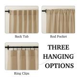 RYB HOME Linen Sheer Curtains for Living Room Bedroom, Back Tab 108 inches Farmhouse Boho Rustic Decoration for Dining Room Nursery, Camel, W 52 x L 108 inches, 2 Panels Set - Retail: $33