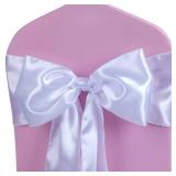 Satin Chair Sashes Ties Upgraded 30 pcs Chair Ribbons Bows for Wedding Banquet Party Easter Christmas Baby Shower Events Decoration (White) - Retail: $28