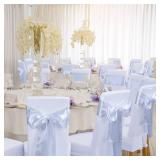 Satin Chair Sashes Ties Upgraded 30 pcs Chair Ribbons Bows for Wedding Banquet Party Easter Christmas Baby Shower Events Decoration (White) - Retail: $28