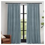 Stone Blue Velvet Curtains 84 inches- Blackout Curtains for Nursery Thermal Insulated Elegant Soft Luxury Window Decor for Seaside Room, Stone Blue, W52 x L84 inches, 2 Panels - Retail: $46