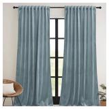Stone Blue Velvet Curtains 84 inches- Blackout Curtains for Nursery Thermal Insulated Elegant Soft Luxury Window Decor for Seaside Room, Stone Blue, W52 x L84 inches, 2 Panels - Retail: $46