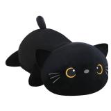 SQEQE Weighted Black Cat Plush, Weighted Black Cat Stuffed Animal, Cute Plushies Soft Pillow Toy Gift for Kids Adults 23.6 Inch, 3.1 Lbs - Retail: $39