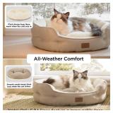 Dog Beds for Small Dogs - Round Cat Beds for Indoor Cats, Washable Pet Bed for Puppy and Kitten with Slip-Resistant Bottom, 20 Inches, Camel - Retail: $20