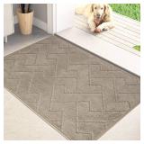 Dirt Trapping Door Mat 20 x 31.5", Non-Slip Machine Washable Entry Rug, Dog Doormat, Indoor Front Door Mat, Super Absorbent Entryway Rug for Muddy Shoes & Paws, Taupe - Retail: $30"