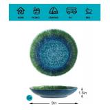 Melamine Pasta Bowls Large Salad Bowls Set 9 inch Sets of 6 pcs Soup Bowls Wide Shallow Flat Turquoise Teal Round Dinnerware Tableware Dishwasher Safe Not Microware Not Oven - Retail: $30