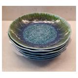 Melamine Pasta Bowls Large Salad Bowls Set 9 inch Sets of 6 pcs Soup Bowls Wide Shallow Flat Turquoise Teal Round Dinnerware Tableware Dishwasher Safe Not Microware Not Oven - Retail: $30