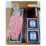 6 Set Pink Bow Coquette Taper Candles with Glass Candlestick Holders Christmas 10 Inch Tall Pillar Candles Bow Birthday Decorations for Wedding, Christmas, Dinner, Party, Anniversary - Retail: $33