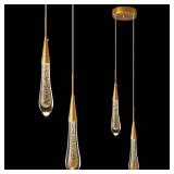 Pendant Lights Kitchen Light Fixtures Dimmable LED Modern Gold Pendant Light Mini Teardrop Crystal Pendant Lighting for Kitchen Island Bedroom Hallway Entryway (2-Light) - Retail: $90