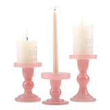 3 Pcs Glass Candle Holder Set Clear, Pink Candlesticks Holders Pillar Taper Candles Tealight Stand for Wedding Centerpieces Home Decorations Dining Table - Retail: $26