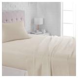 Amazon Basics Lightweight Super Soft Easy Care Wrinkle Free Breathable Brushed Microfiber 3-Piece Bed Sheet Set with 14-Inch Deep Pockets, Twin, Beige, Solid - Retail: $16