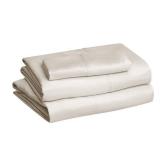 Amazon Basics Lightweight Super Soft Easy Care Wrinkle Free Breathable Brushed Microfiber 3-Piece Bed Sheet Set with 14-Inch Deep Pockets, Twin, Beige, Solid - Retail: $16
