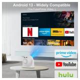 Smart Mini Projector with WiFi and Bluetooth, Auto Focus & Keystone Portable Projector 4K Support, 180Â° Rotation Home Outdoor Movie Projector Compatible with TV Stick/Phone/Laptop - Retail: $59